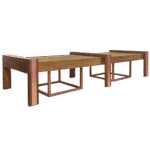 Tampo Madeira de Demolição com Acabamento Cobre e Base Cubo Cobre