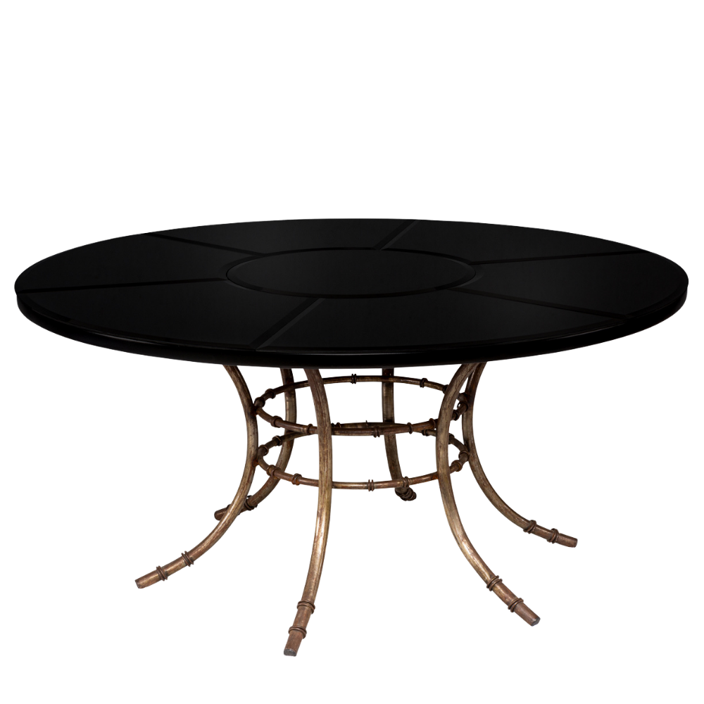 Tampo Vidro Preto Bisotê com Base Bambu Ferro Cinza