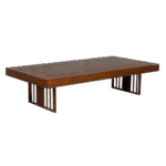 Mesa Centro Tampo Retangular Madeira Natural com Base Ferro Envelhecido