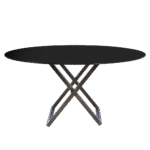 Tampo de Vidro Preto com Base "X" Ferro Dourado Envelhecido