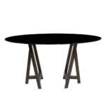 Tampo de Vidro Preto com Base Cavalete Ferro Dourado Envelhecido