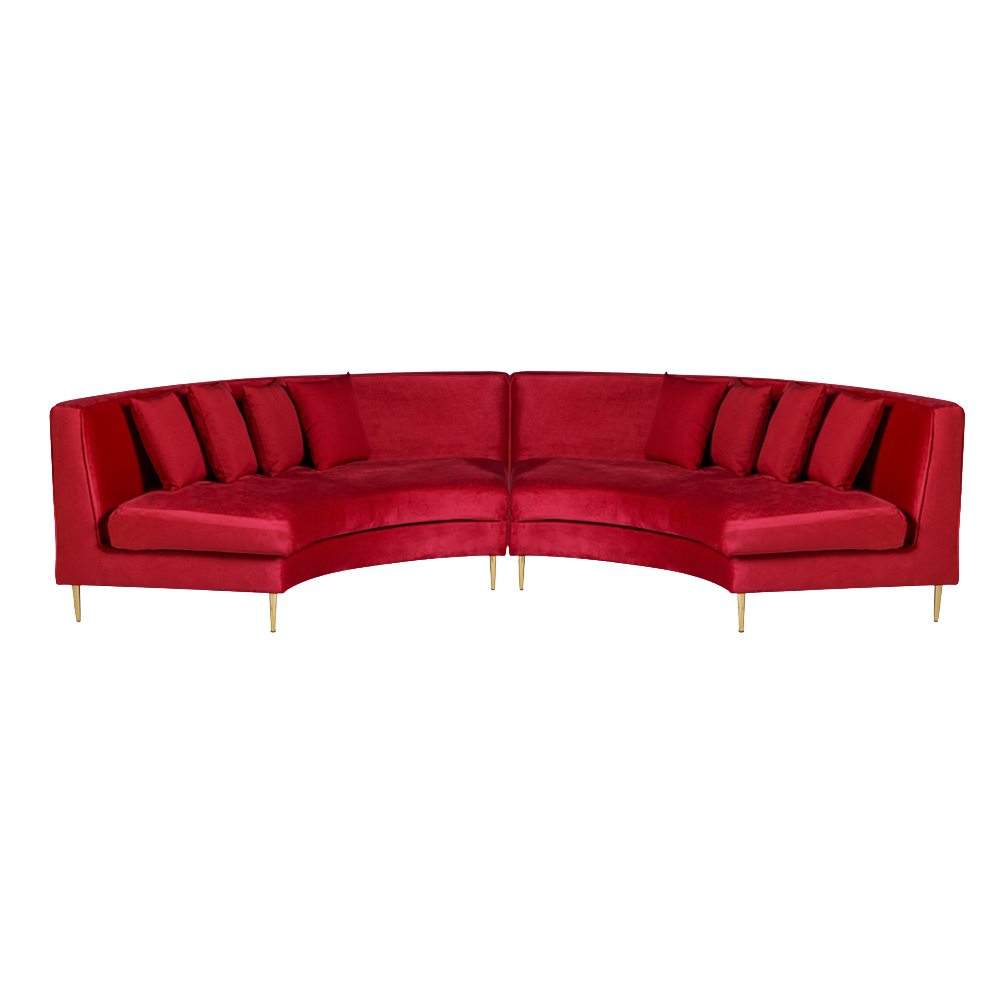 Sofá Manoela Veludo Bordô (2 módulos curvos)
