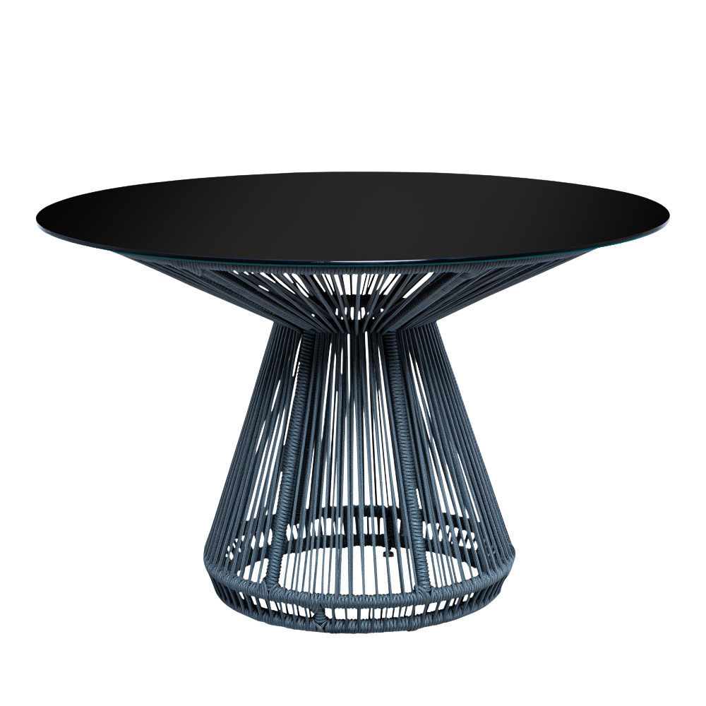 Tampo de Vidro Preto com Base Grace Cinza