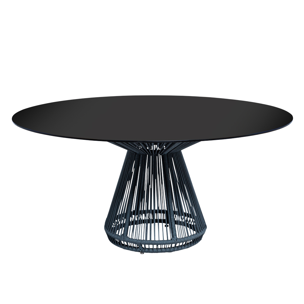 Tampo de Vidro Preto com Base Grace Cinza