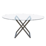 Tampo de Vidro Transparente com Base "X" Ferro Dourado Envelhecido