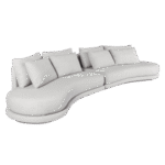 Sofá Milão Curvo Linho Cinza Mesclado