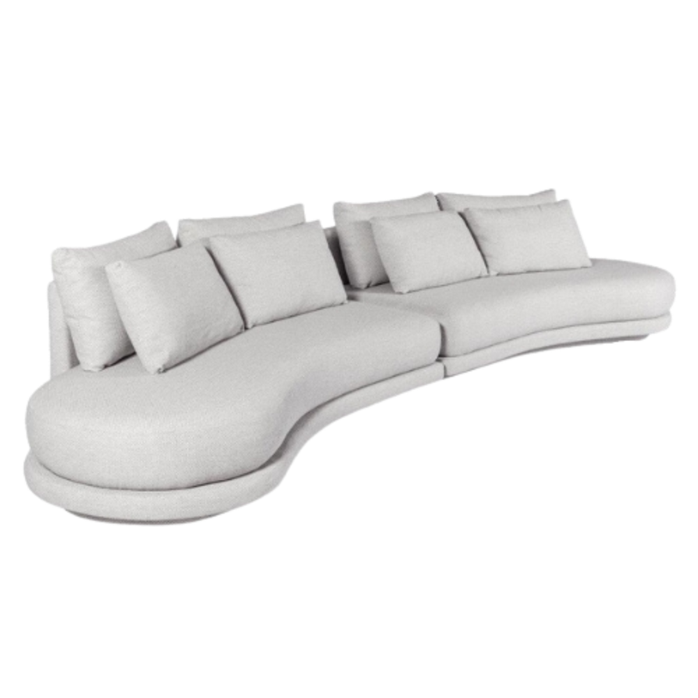 Sofá Milão Curvo Linho Cinza Mesclado