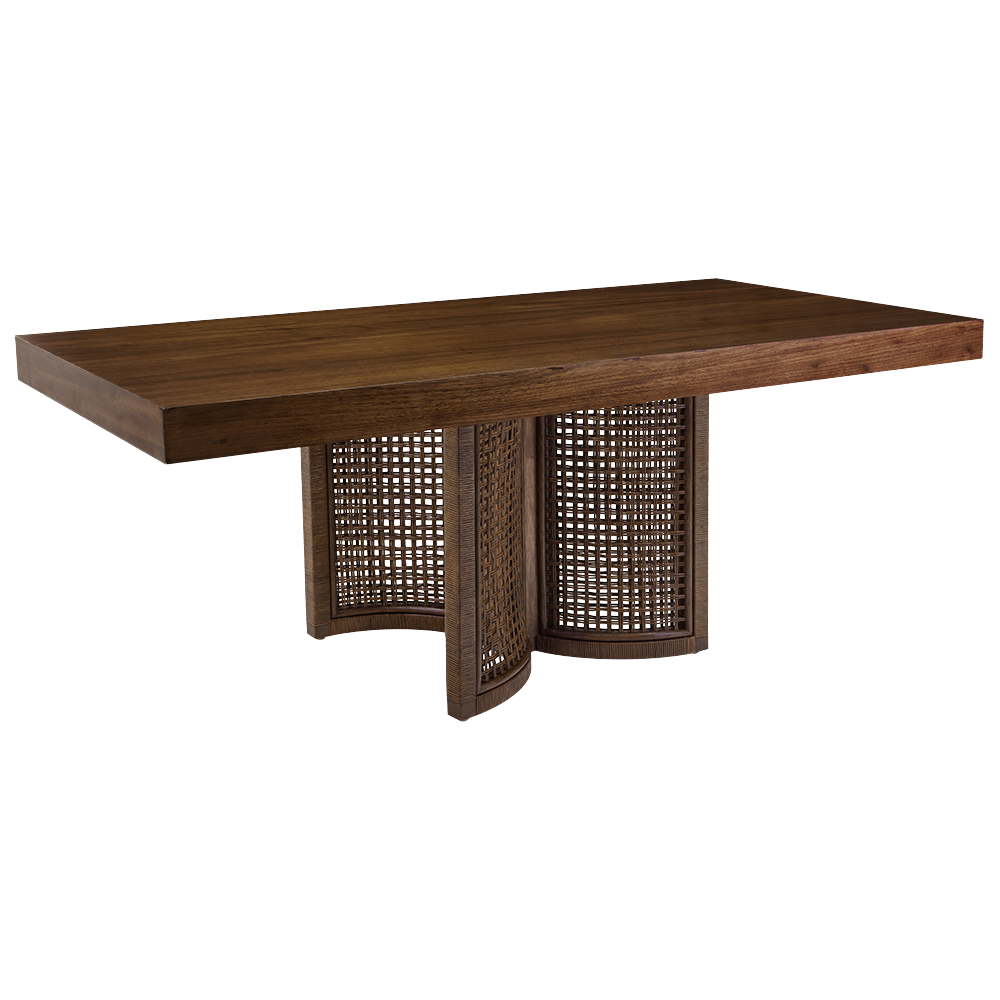 Tampo Retangular Madeira Natural com Base Bali