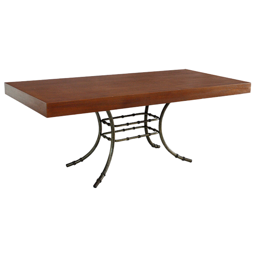 Tampo Retangular Madeira Natural com Base Bambu Ferro