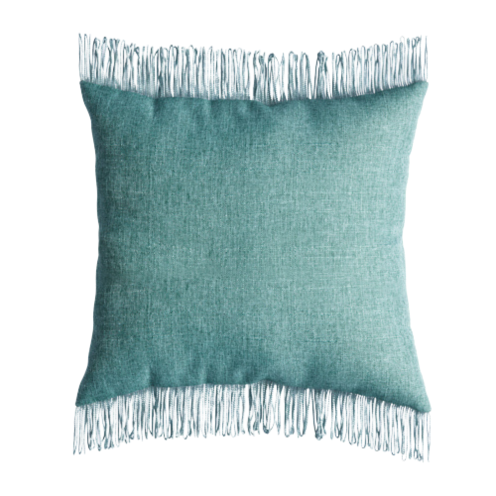 Almofada Linho Verde com Franjas Laterais