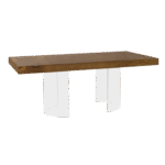 Tampo Retangular Madeira Natural com Base Curva Cristal