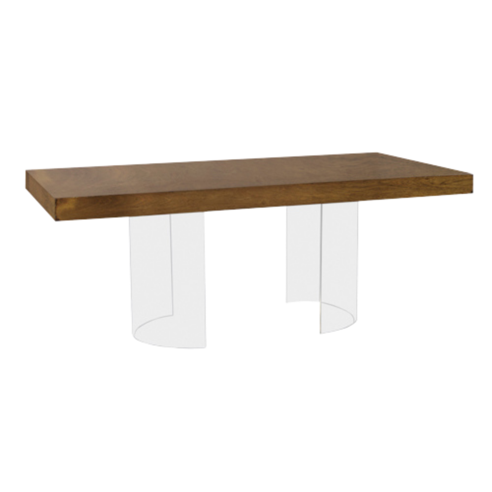 Tampo Retangular Madeira Natural com Base Curva Cristal