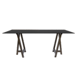 Tampo de Vidro Preto com Base Cavalete Ferro Dourado Envelhecido