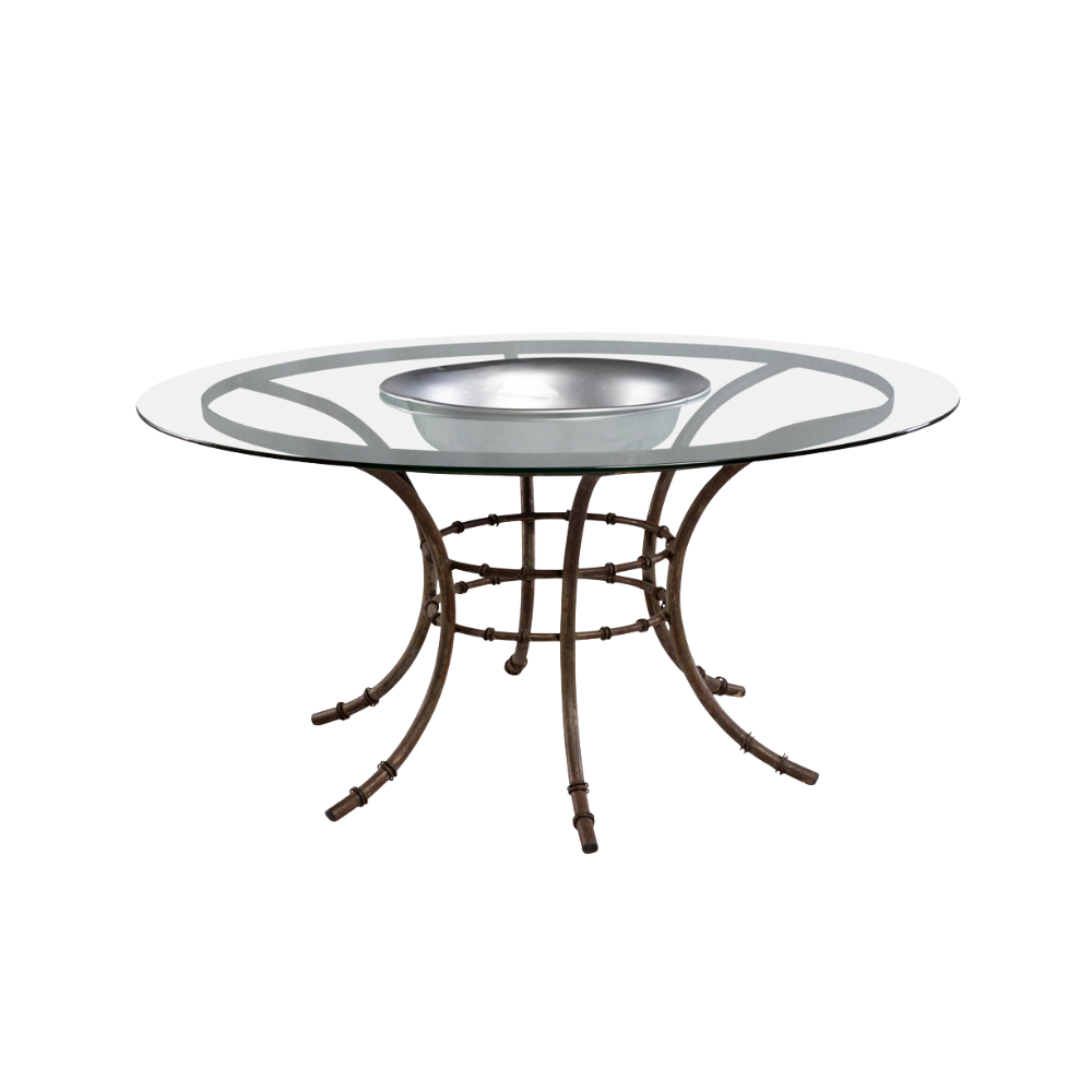 Tampo de Vidro com Furo e Bacia com Base Bambu Ferro Cinza