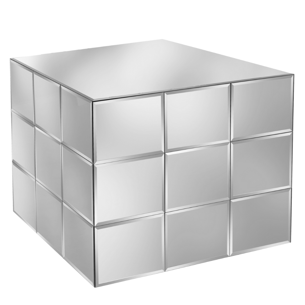 Mesa Bolo Espelho Bisotê Cubo
