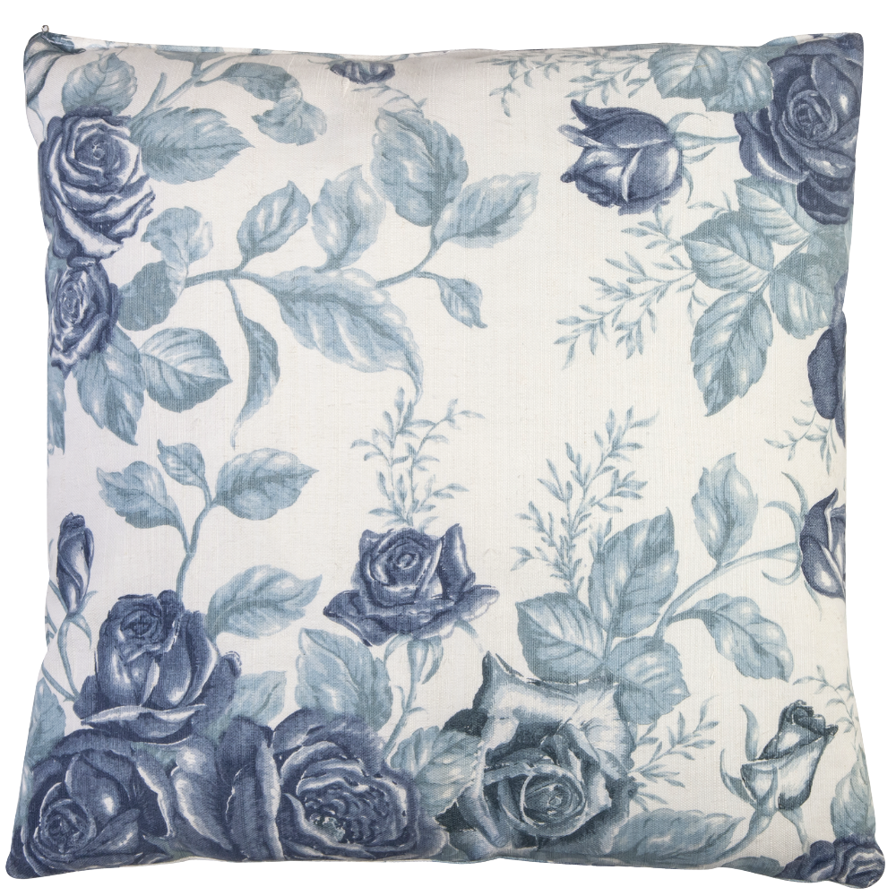 Almofada Sarja Floral Azul