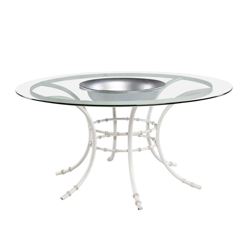 Tampo de Vidro com Furo e Bacia com Base Bambu Branca