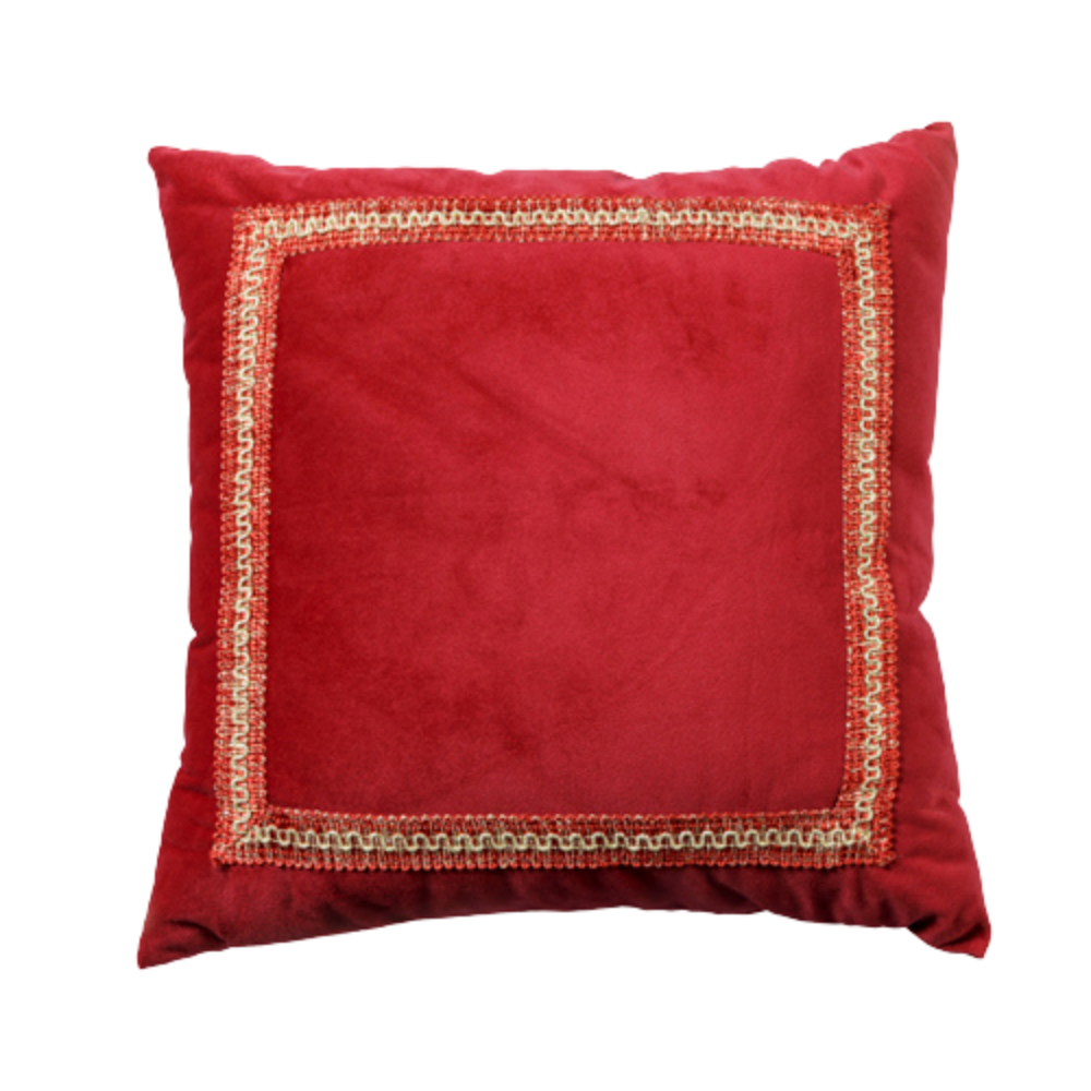 Almofada Veludo Inca Bordô com Moldura