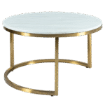 Mesa Dubai Centro Ouro com Tampo Mármore Bege - Grande