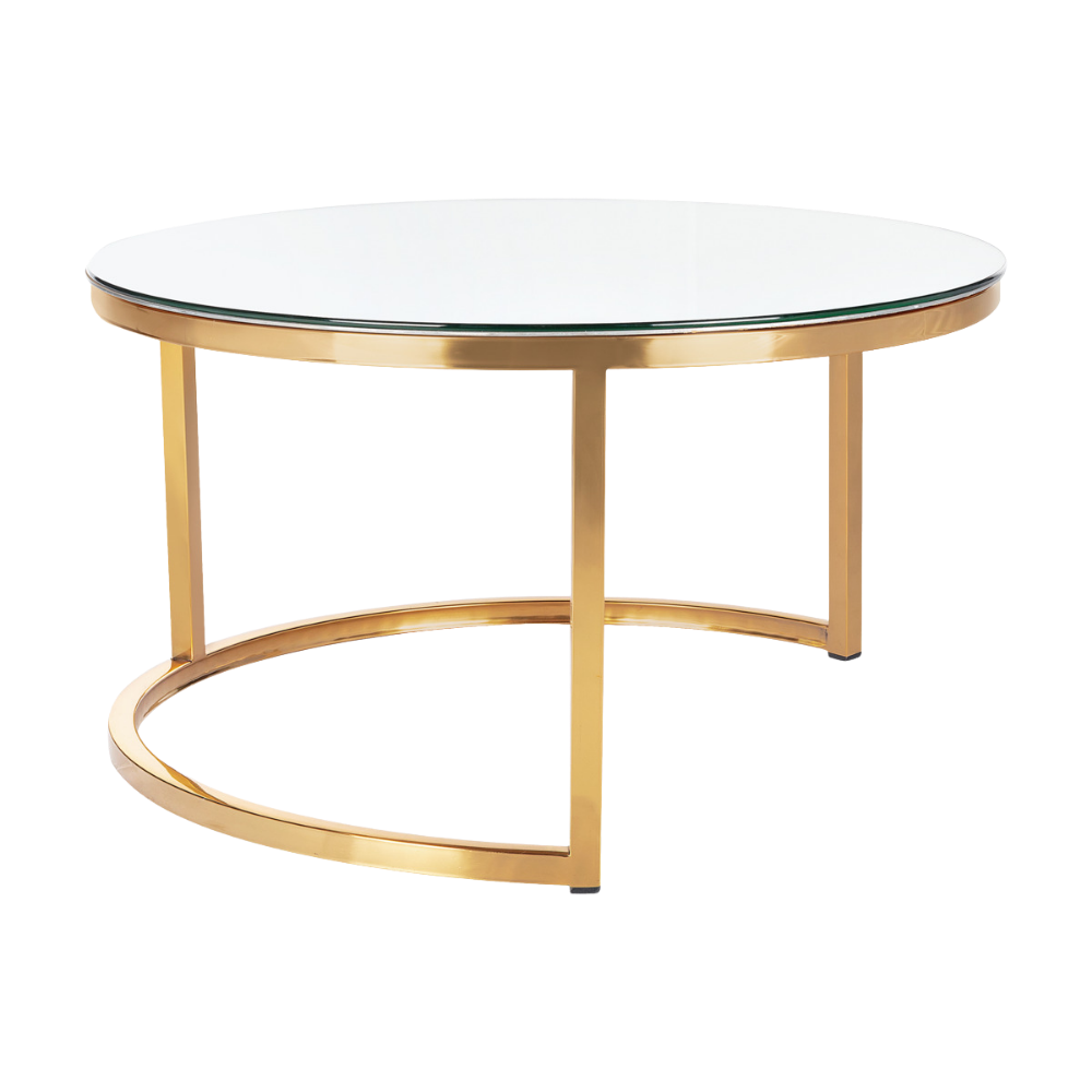 Mesa Dubai Centro  Ouro com Tampo Espelho - Grande