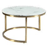 Mesa Dubai  Centro Ouro com Tampo Mármore Branco - Grande