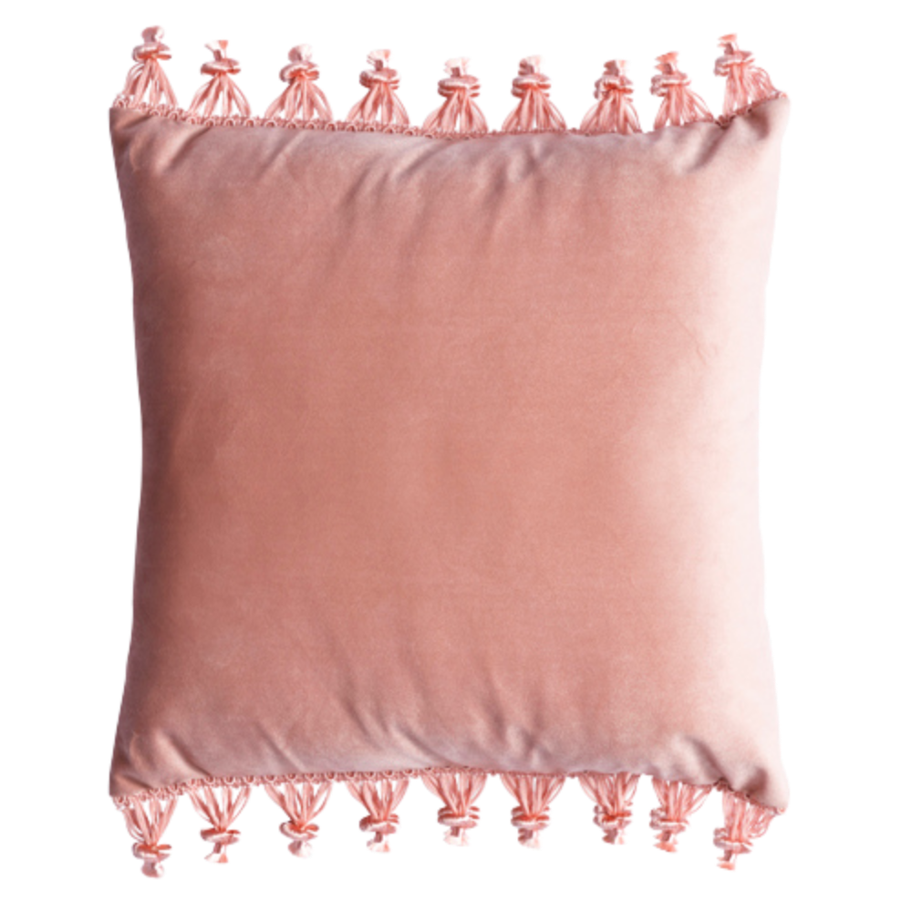 Almofada Veludo Inca Salmão com Grilots Laterais