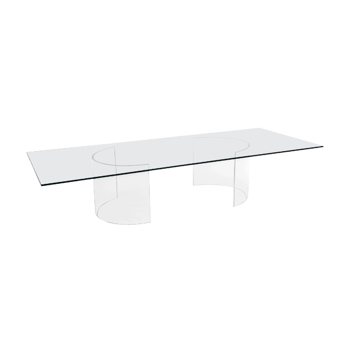 Tampo de Vidro Transparente com Base Curva Cristal Acrílico 0,40h