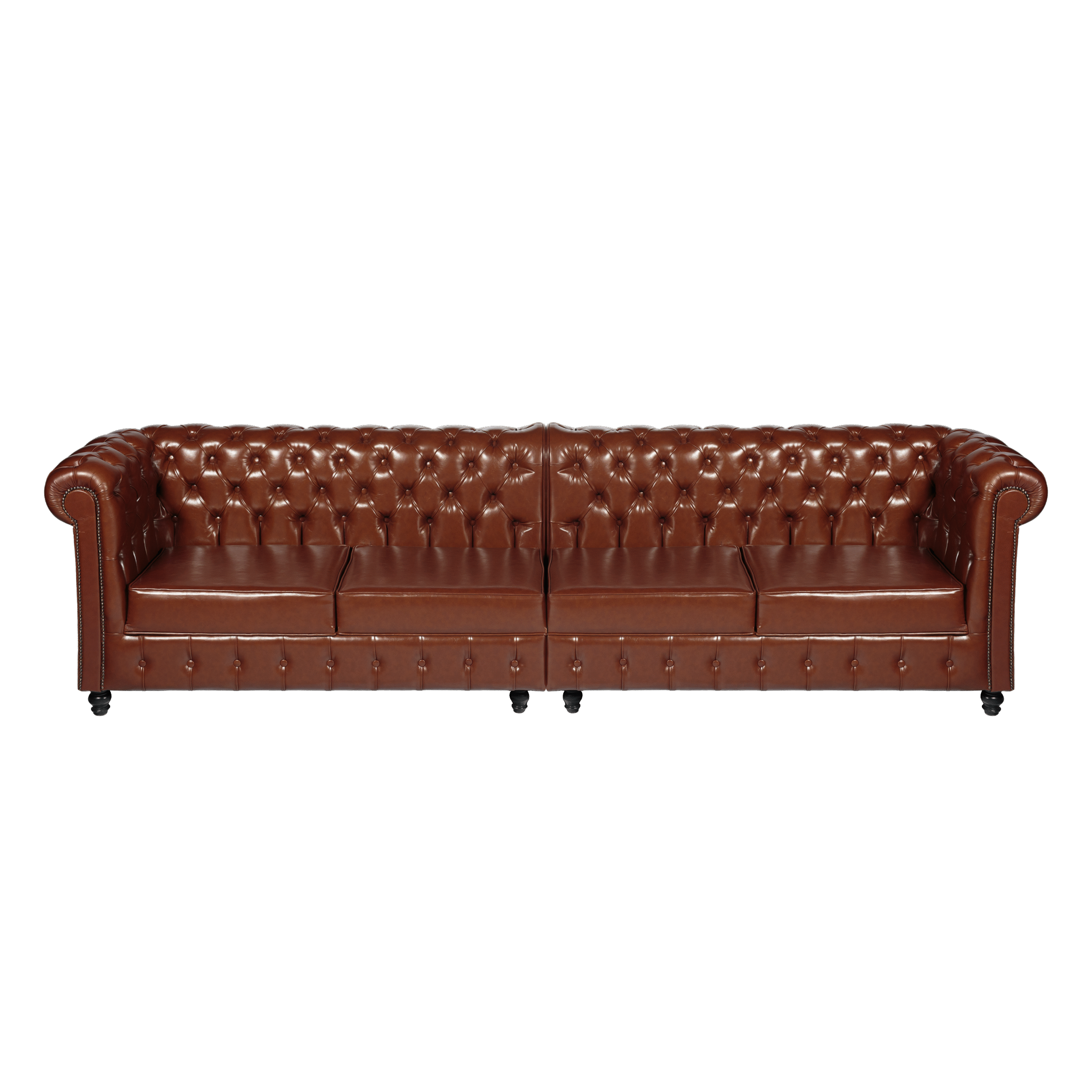 Sofá Chesterfield Couro Marrom Butonê