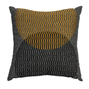 Almofada Linha Geométrica Cinza, Preto e Mostarda 0.52l X 0.52p