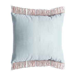 Almofada Veludo Inca Verde Agua 0.40l X 0.40p (Com Franjas Laterais Mescladas)