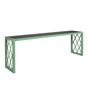 Aparador de Ferro Treliça Laca com Tampo em Marmore Verde Alpi 2,50 x 0,80 x 0,50