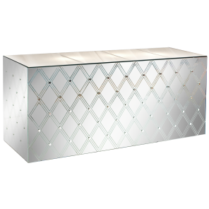 Balcão de Espelho Losango com Tampo Acrílico Branco - 2,00 x 0,70 x 0,90h