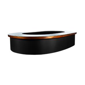 BalcãoBar Oval para Revestir com Tampo Espelho e Borda de 10cm em Madeira - 4,90 x 3,40