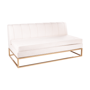 Banco Futon Design com Encosto com Vivos e Base de Ferro Dourada - 1,60 x 0,80