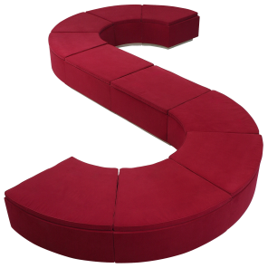 Banco S em Veludo Vermelho 5,92 x 3,34 x 0,45h