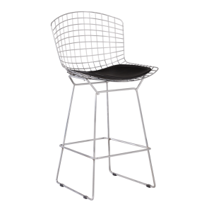 Banqueta Bertoia Assento Corino Preto - 0,52 x 0,54 x 1,04h
