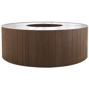 Bar Buffet Redondo Madeira Ripada Tampo Espelho