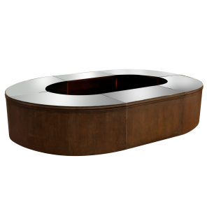 Bar Oval Ferro Envelhecido com Tampo Espelho - 5,70 x 3,50