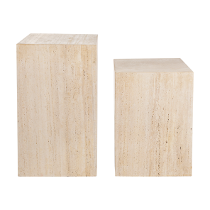 Base Cubo Mármore Travertino Bege 0,50 x 0,50 x 0,90h e 0,50 x 0,50 x 0,72h