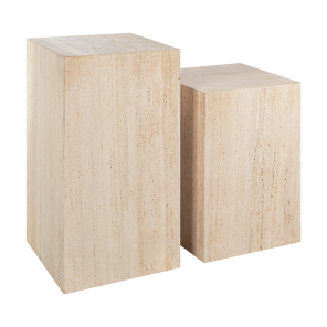 Base Cubo Mármore Travertino Bege 0,50 x 0,50 x 0,93h e 0,50 x 0,50 x 0,72h (2)