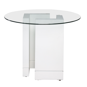 Base Elle Branca com Tampo de Vidro Transparente de 1,00 diâmetro