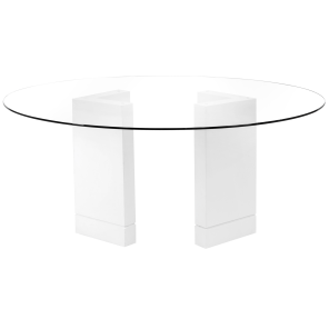 Base Elle Branca com Tampo de Vidro de 1,60 de diametro