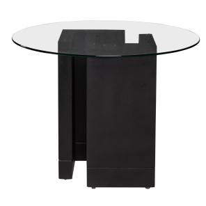 Base Elle Preta com Tampo de Vidro Transparente de 1,00 diâmetro