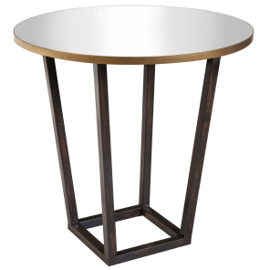 Base Trapézio Ferro Envelhecido com Tampo Espelho Bronze - 0,60m diâmetro x 0,60h