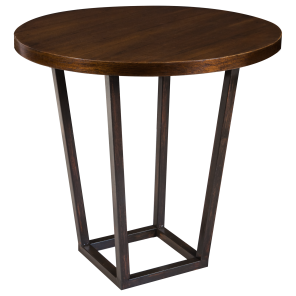 Base Trapézio Ferro Envelhecido com Tampo Madeira - 0,65m diâmetro x 0,60h