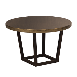 Base Trapézio Ferro Envelhecido com Tampo Madeira Natural - 0,65m diâmetro x 0,40h