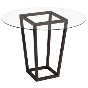 Base Trapézio Ferro Envelhecido com Tampo Vidro - 0,80m diâmetro x 0,60h