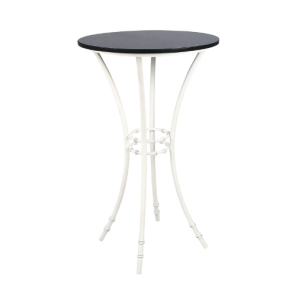 Bistrô Alta com Base Bambu Branca e Tampo Granito Preto - 0,65m diâmetro x 1,10h