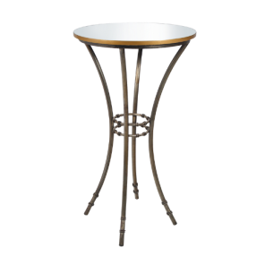 Bistrô Alto Base Bambu Ferro Cinza com Tampo Espelho Friso Dourado - 0,65m diâmetro x 1,10h