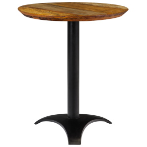 Bistrô Baixa com Base Preta e Tampo Madeira de Demolição - 0,68m diâmetro x 0,75h